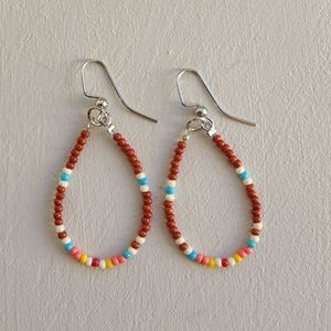 Handmade western beaded earrings brown